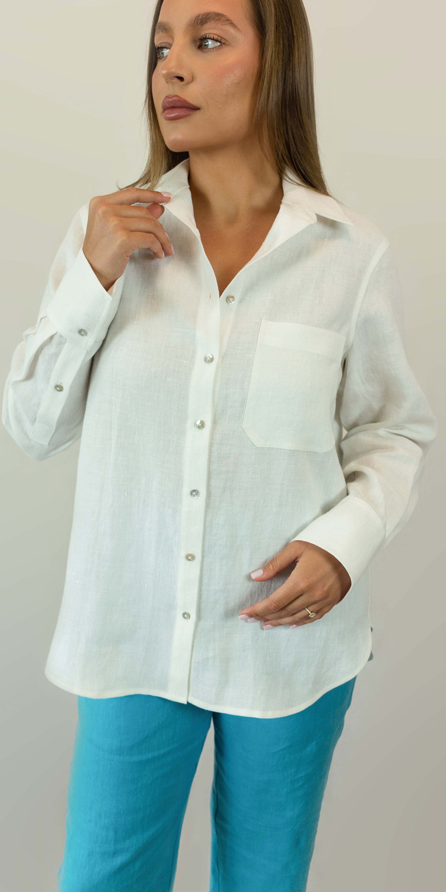 White linen shirt