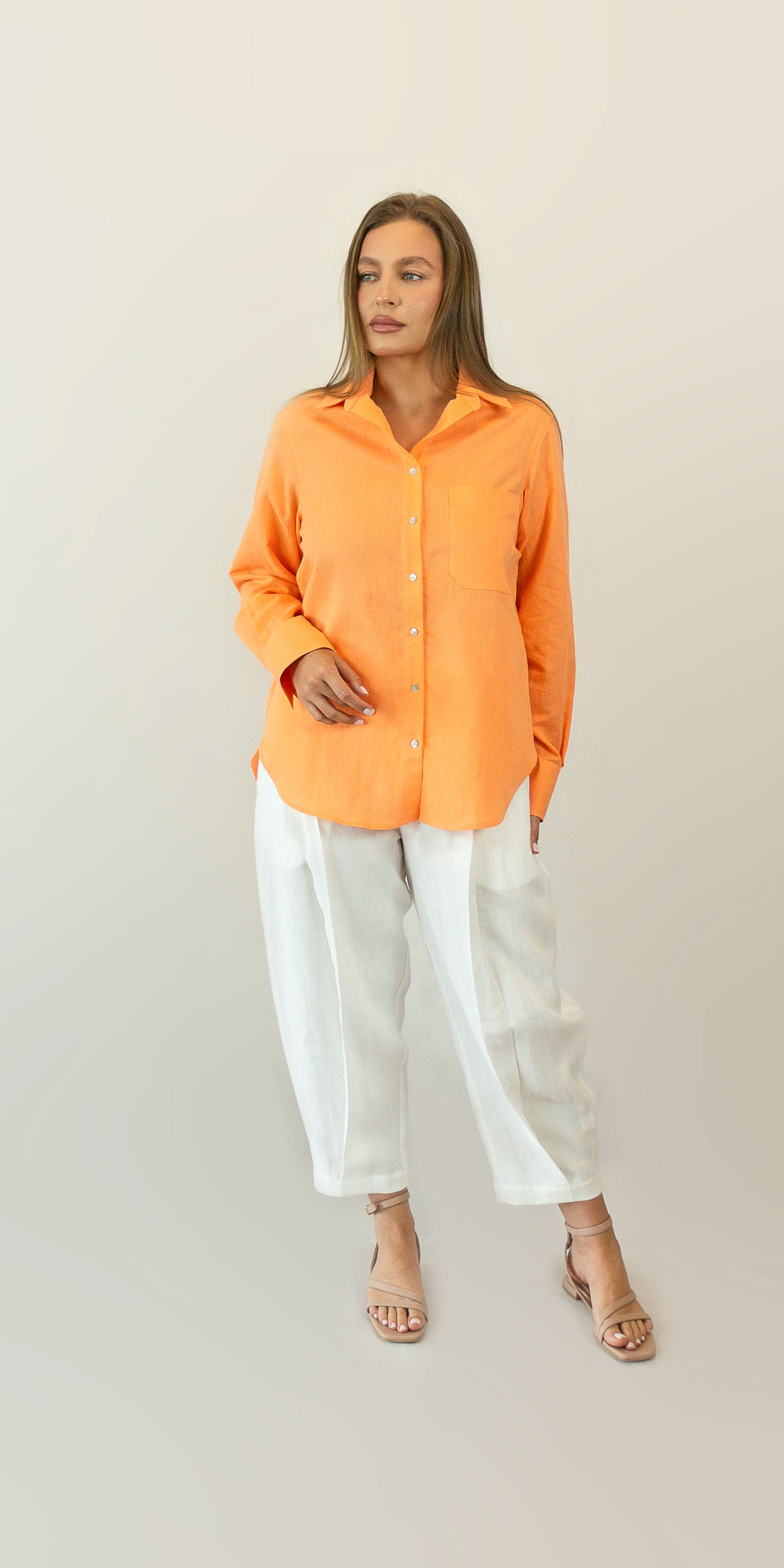 Orange linen shirt