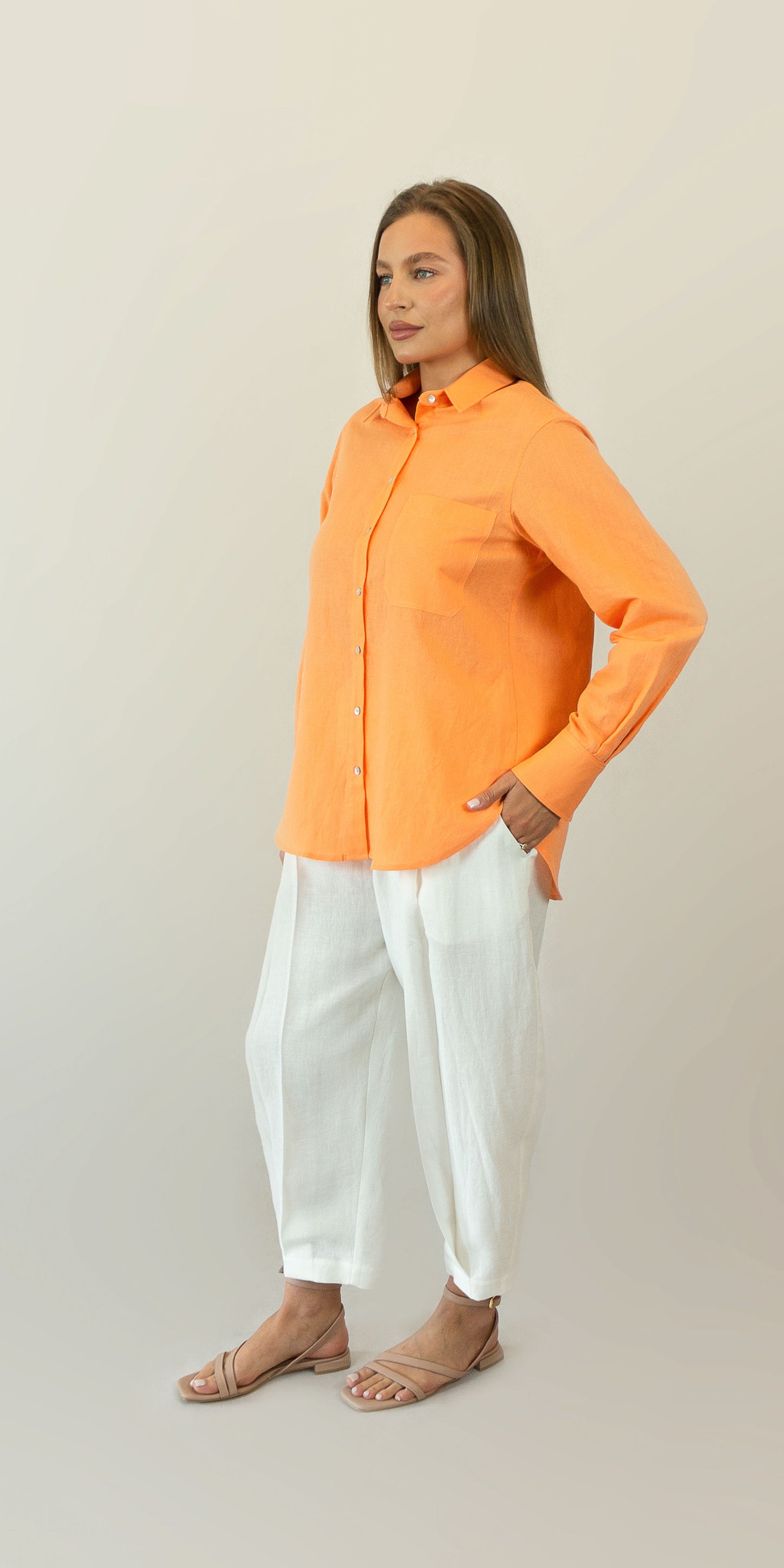 Orange linen shirt