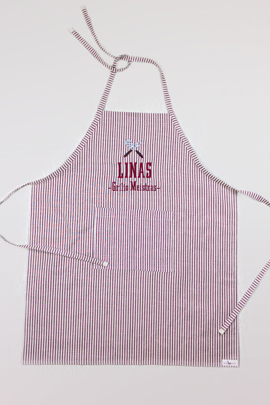 Striped burgundy apron