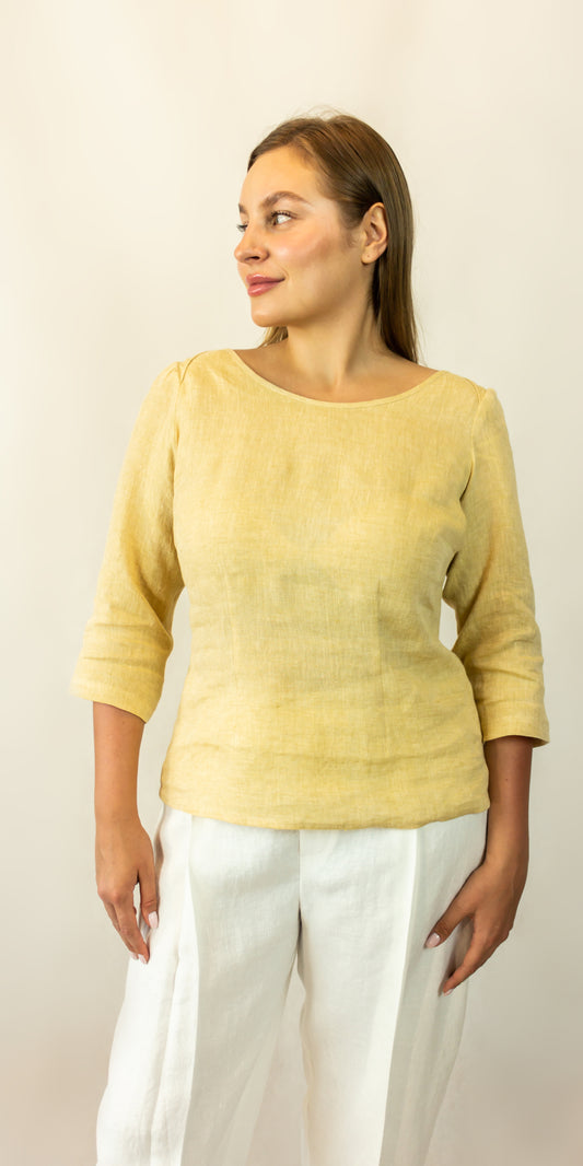 Beige linen blouse