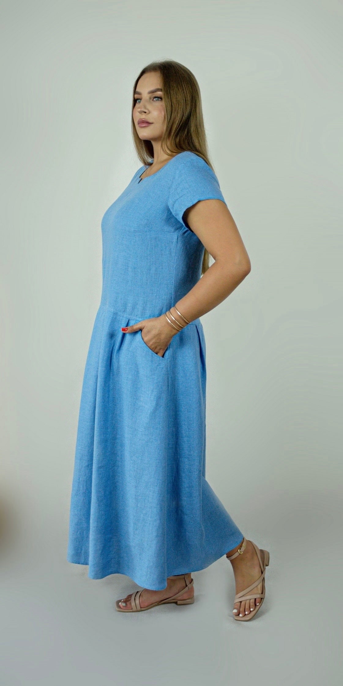 Light blue linen dress