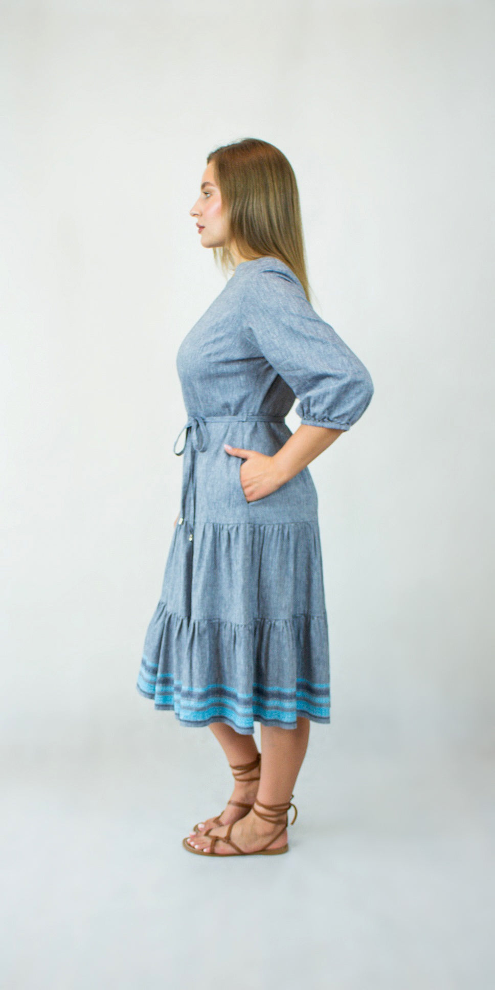 Dress with woven trim