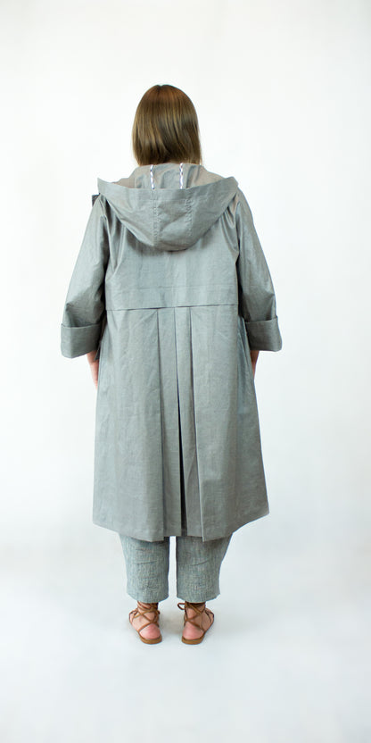 Impregnated linen raincoat