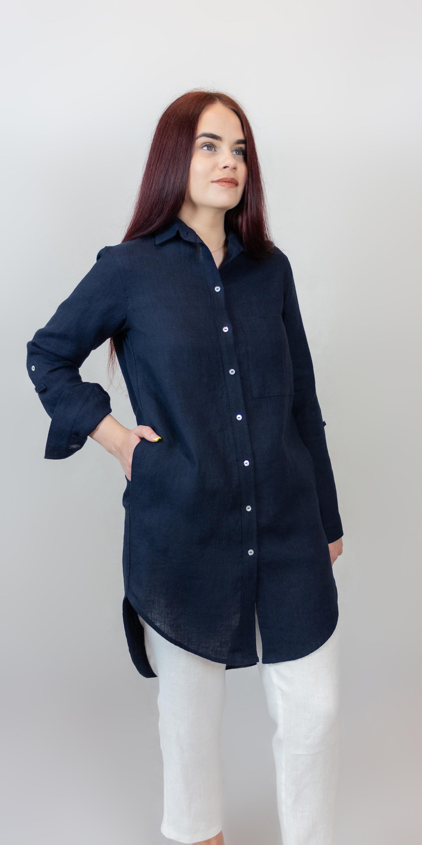 Navy blue linen shirt