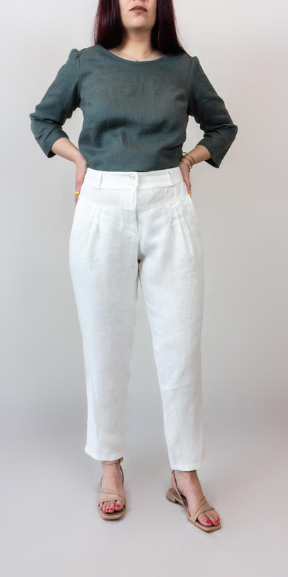 White linen trousers