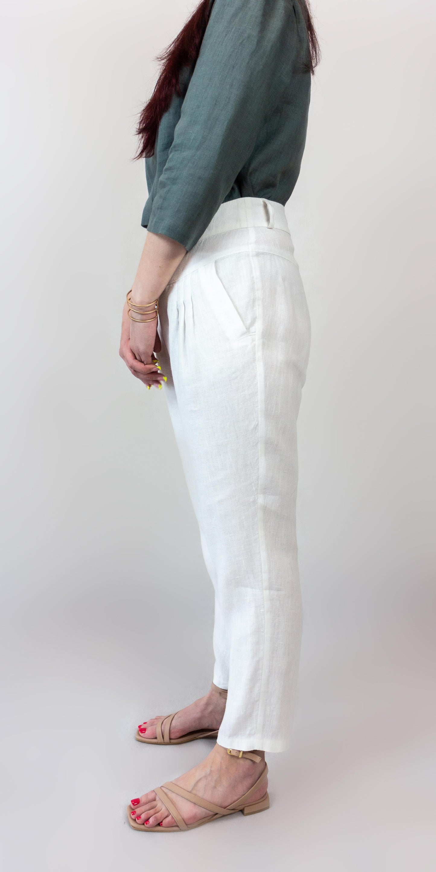 White linen trousers