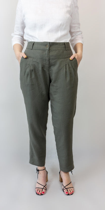 Half linen khaki pants