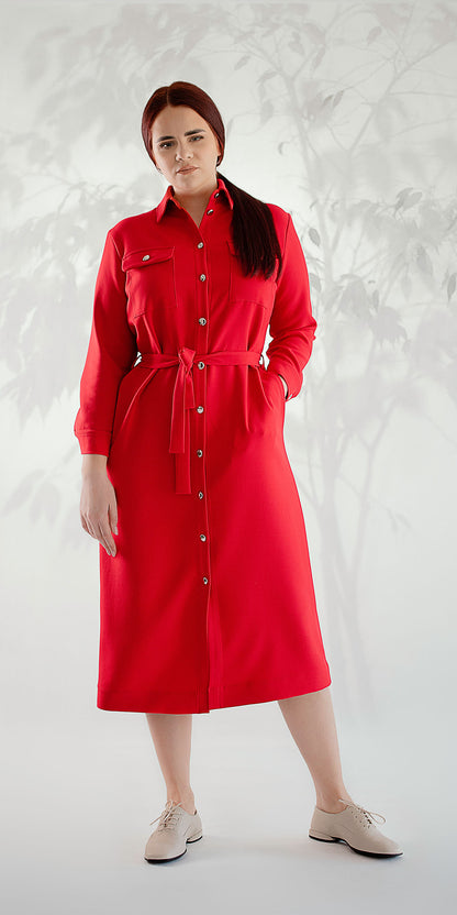 Red shirt dress