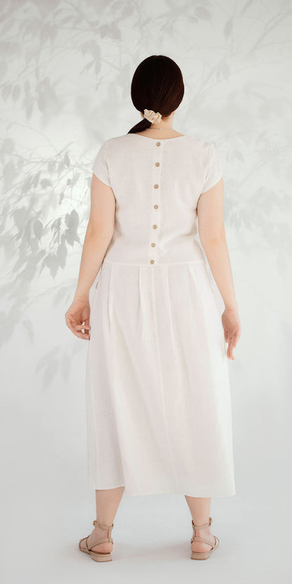 White long linen dress