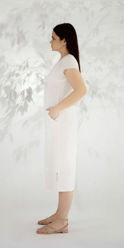 White linen dress