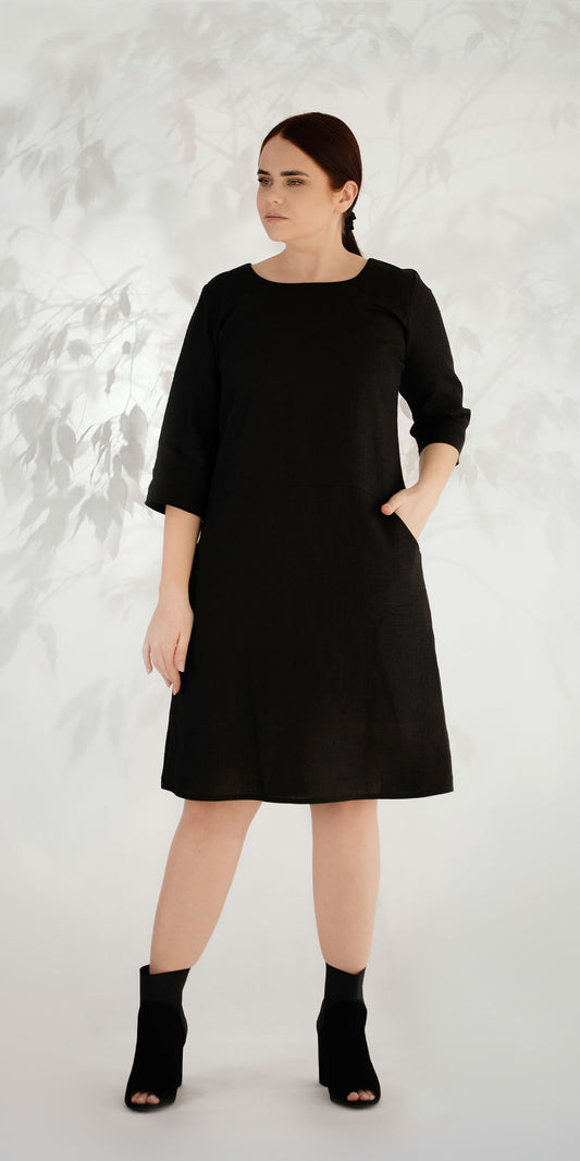 Black linen dress