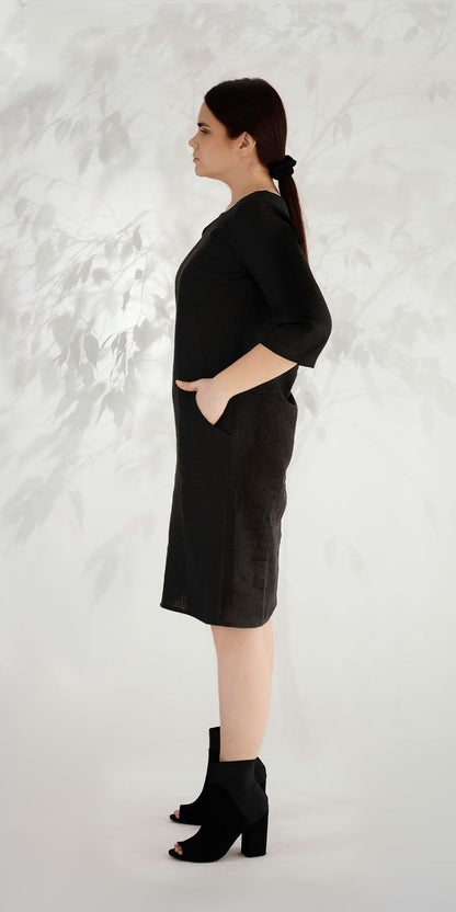 Black linen dress