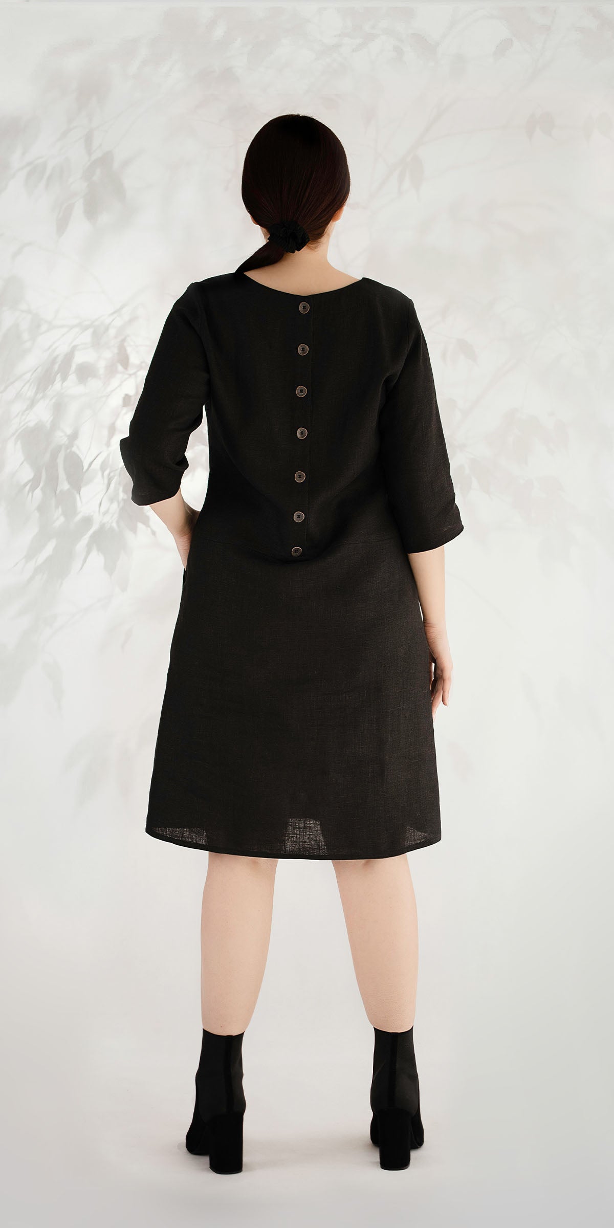 Black linen dress