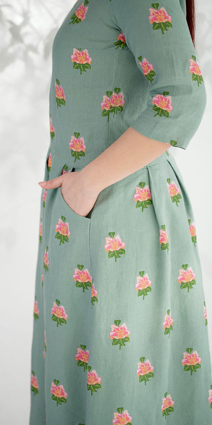 Floral linen dress