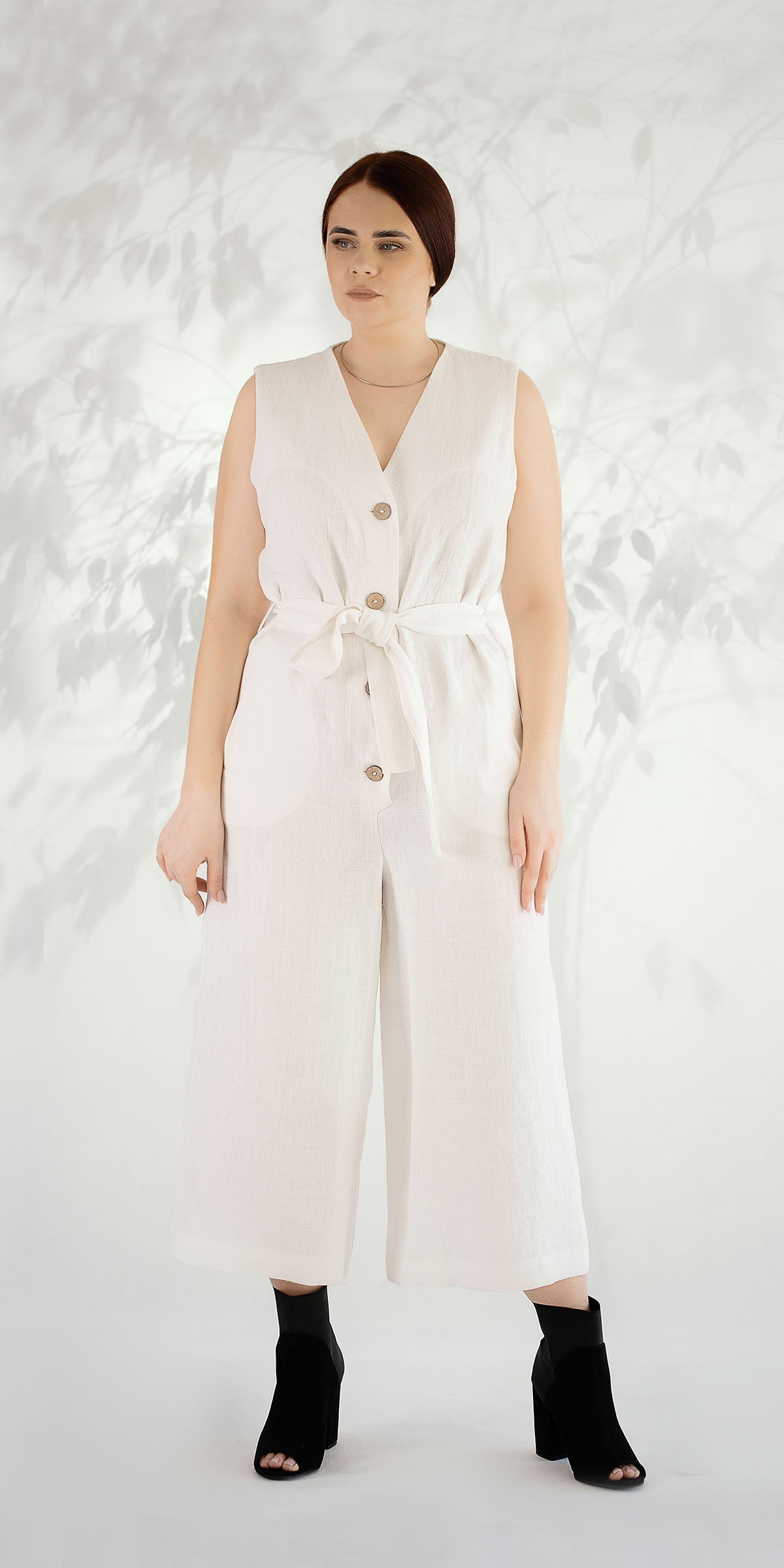 White linen jumpsuit