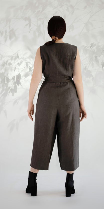 Brown linen jumpsuit