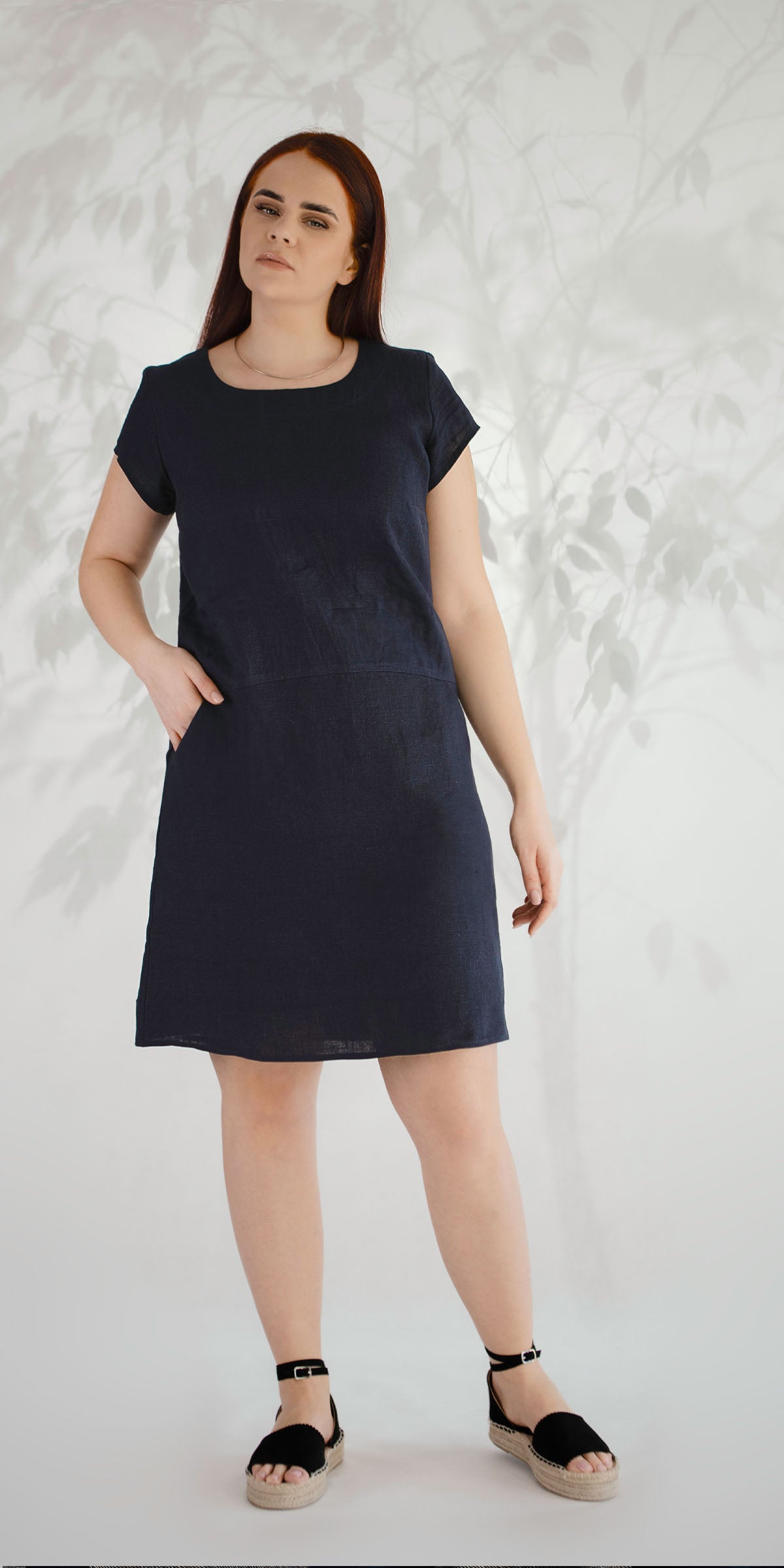 Dark blue linen dress