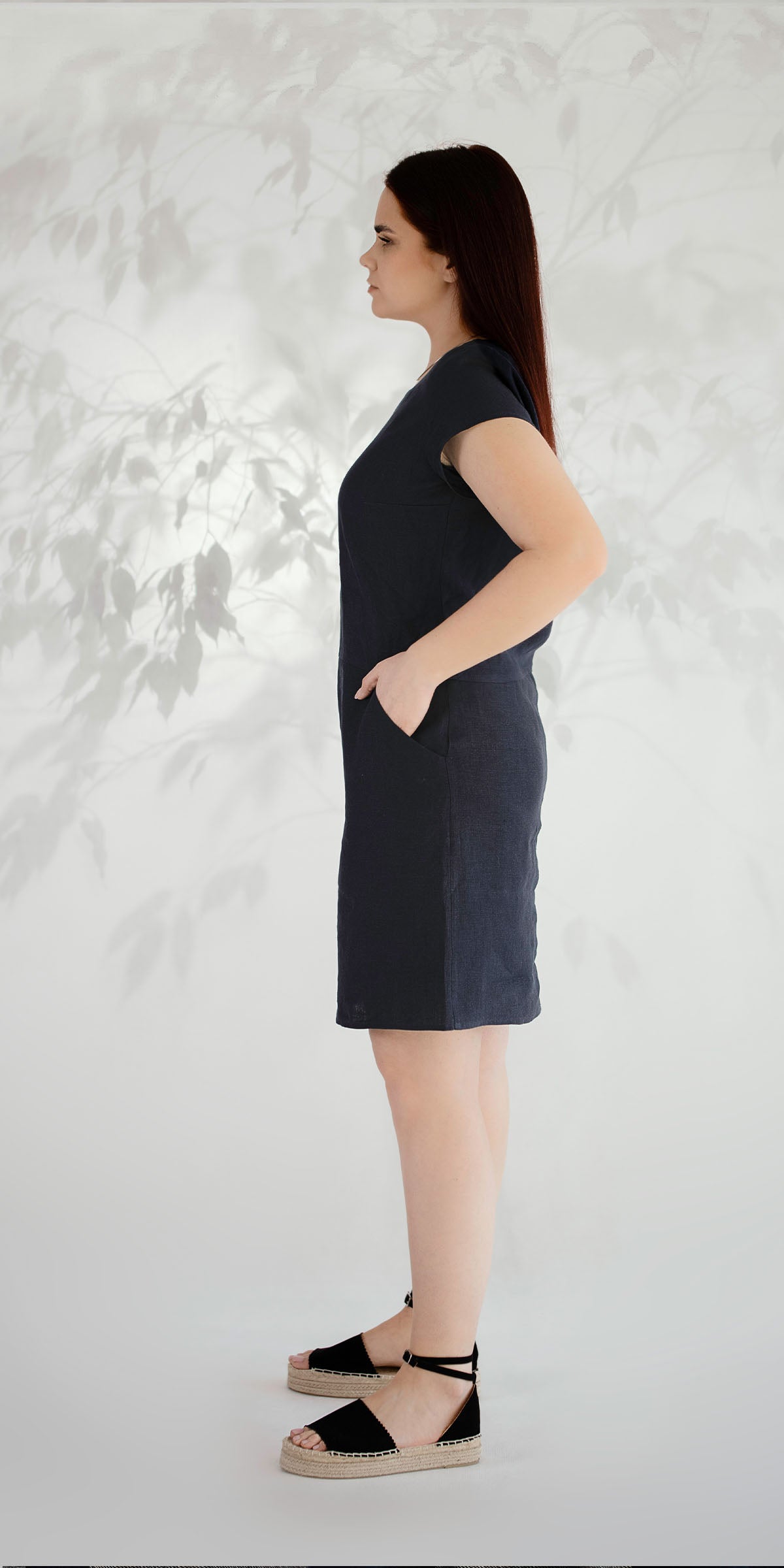 Dark blue linen dress