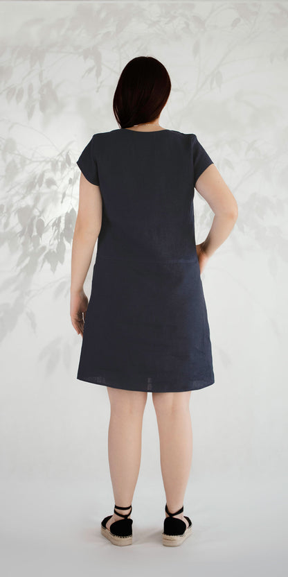 Dark blue linen dress