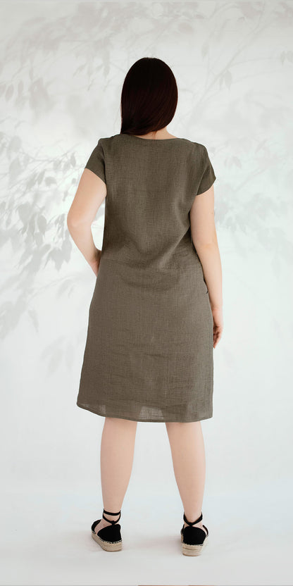 Khaki linen dress