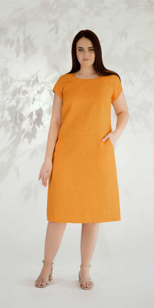 Orange linen dress